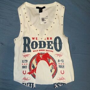 Forever 21 White Western Rodeo Tank Top